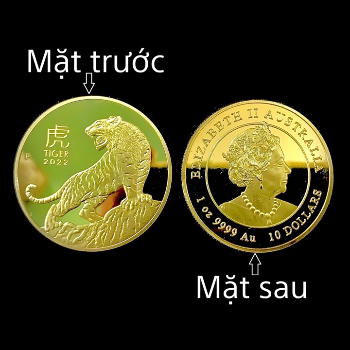 Móc Khóa Xu Úc Hình Con Hổ Mạ Vàng - SP005414